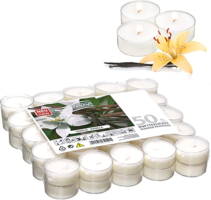 12 Duft-Teelichter Aus Sojawachs – Mit Leder-Duft, Transparent, Langlebig