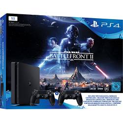 Sony Interactive Entertainment Playstation 4 - Konsole (1TB, schwarz, slim) inkl. StarWars Battlefront II + 2 DualShock Controller