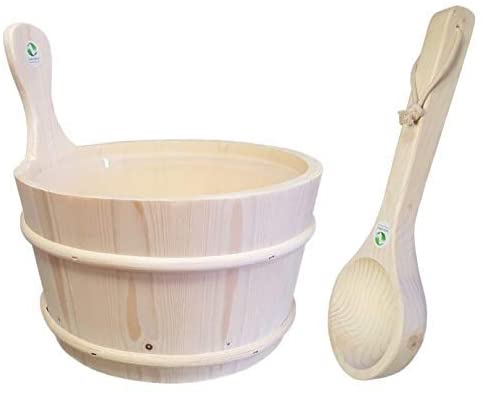 Sauna Set NOLLAM Saunakübel, Handgefertigter Saunakübel Aus Aluminium, 7 L Saunakelle Mit Löffel Sauna Eimer