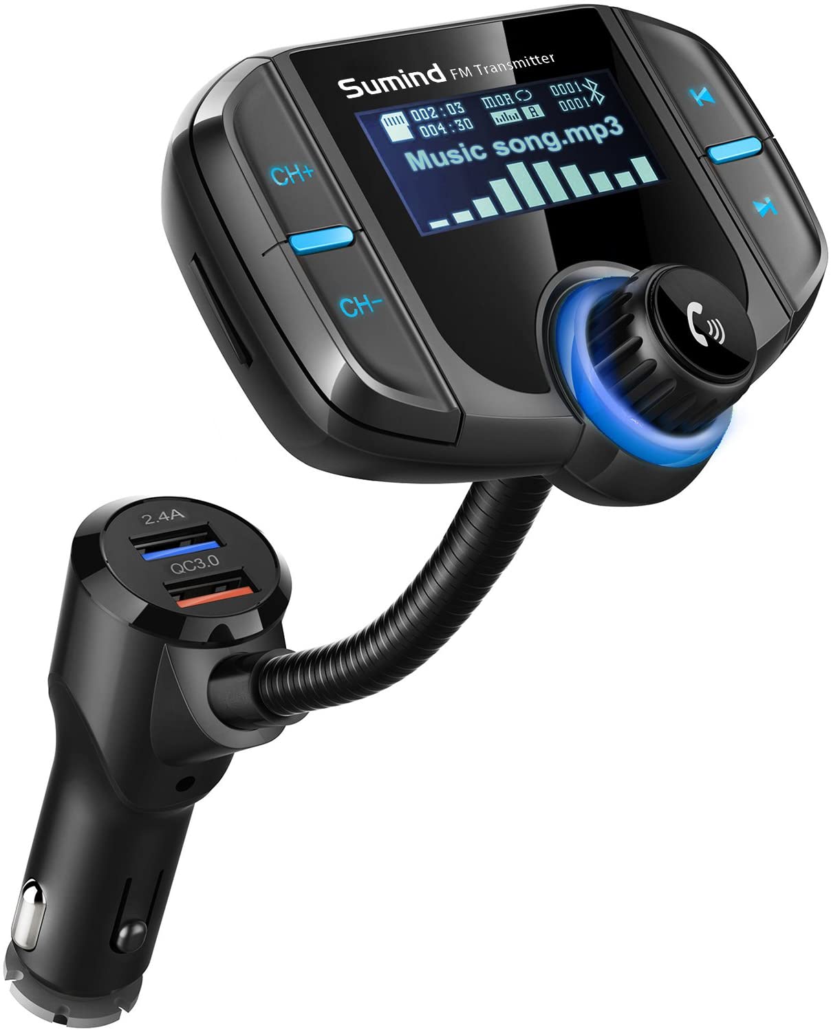 Kabelloser FM-Sender für Auto - Bluetooth Adapter mit Ladegerät