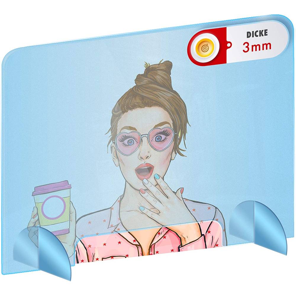 Spuckschutz mit Durchreiche aus Glas Spuckschutz mit Durchreiche aus Glas