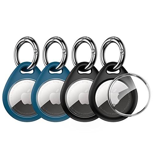 Blau, Rot) AirTag-Schutzhüllen aus Leder, AirTag-Schlüsselhalter, 2 Stück  tragbare, kratzfeste Hülle für AirTags, AirTag