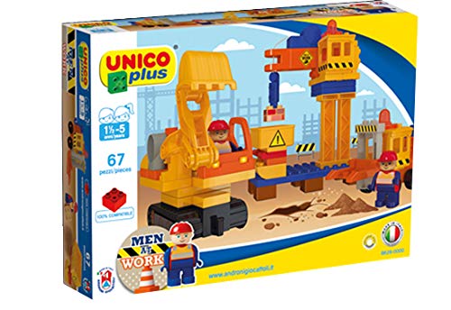 Unico UNICOPLUS 8553 – Baustellen-Spielset Mit LKW, Bagger & Figuren