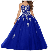 Vantexi Damen Spitze Tüll A-Linie Ballkleid