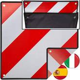 VINGO Premium Warntafel, 2in1 50x50cm Aluminium Warntafel für Italien und  Spanien, Reflektierend rot-weiß Warnschild für Heckanhänger, Wohnwagen