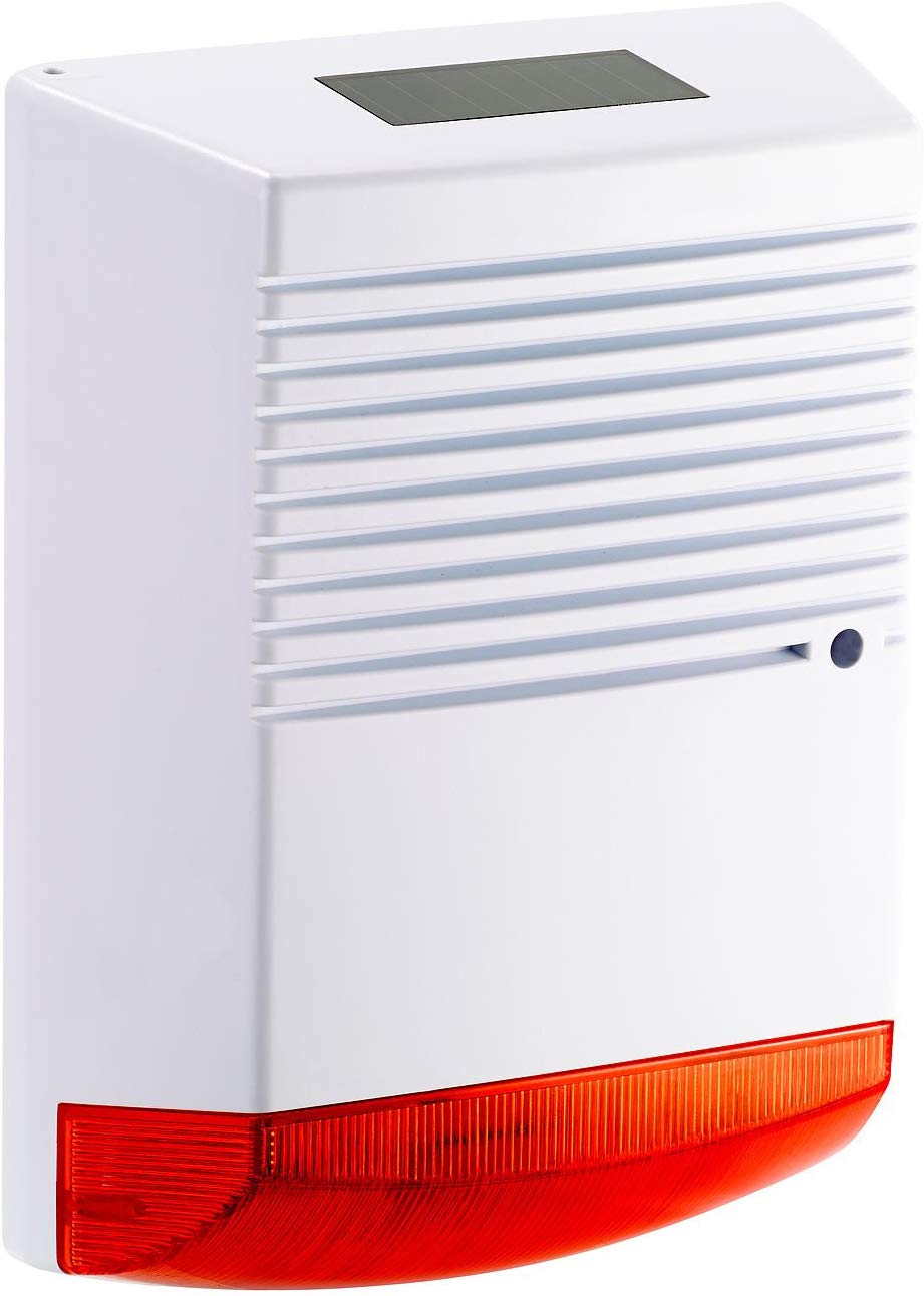 Maclean DC3200 Alarmanlagen-Attrappe – Mit Blinkender LED, Solarpanel & Kamera-Optik (silber)