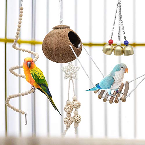 Vogelspiegel Rund Für Käfig | Kleines Spielzeug Für Wellensittiche & Papageien, 6x6.5 Cm, Bunt - Zum Klettern & Spielen