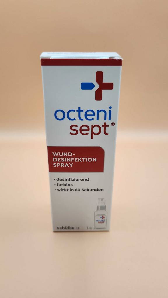 Vorderseite der Verpackung des getesteten Wunddesinfektionsmittels.