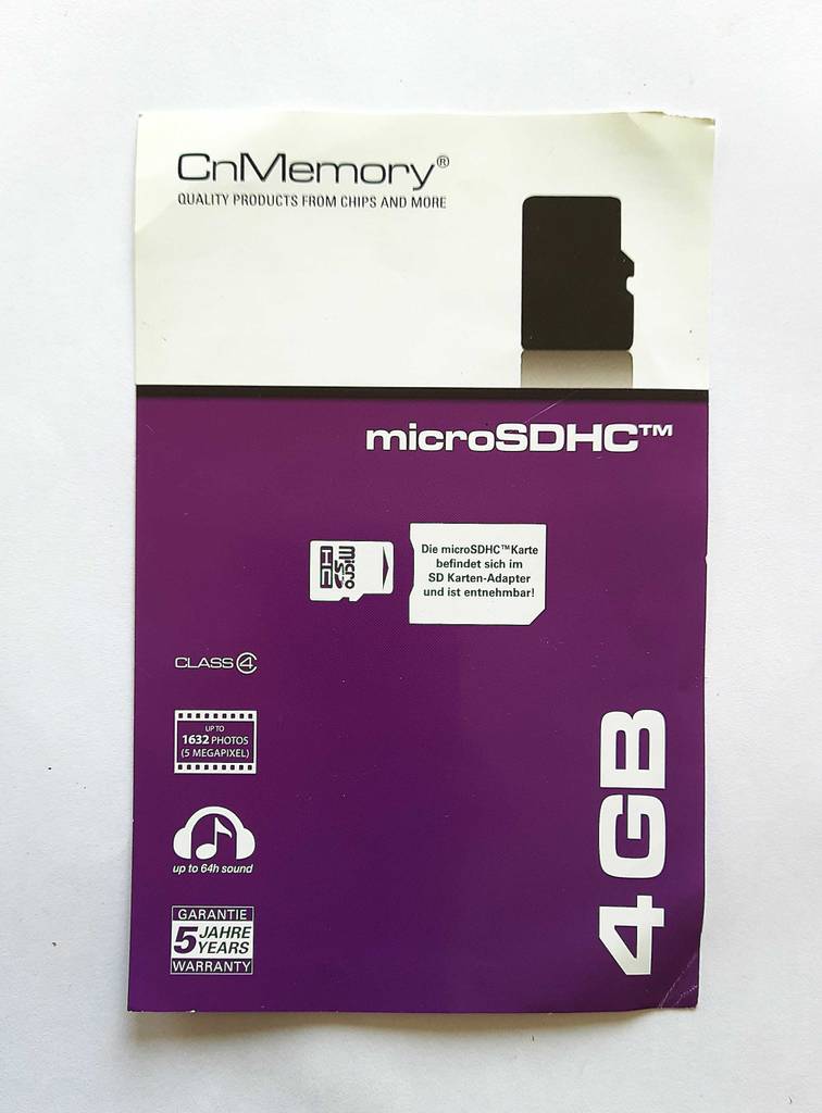 Die Vorderseite der Verpackung der getesteten Micro-SD-Karte.
