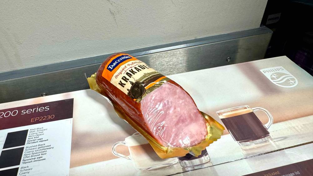 Die getestete Krakauer Wurst mit Blick auf den Anschnitt.