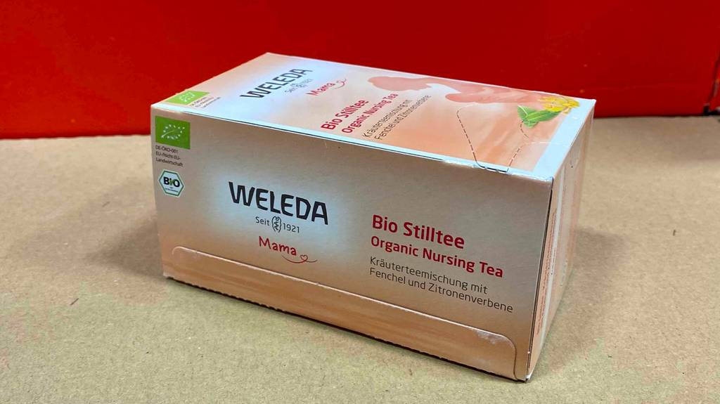 Stilltee getestet: Verpackung von verschlossener Verpackung der Marke Weleda mit Bio-Siegel.