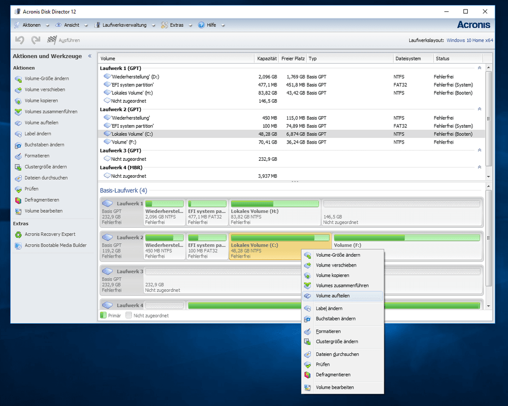 Partition teilen im Programm 