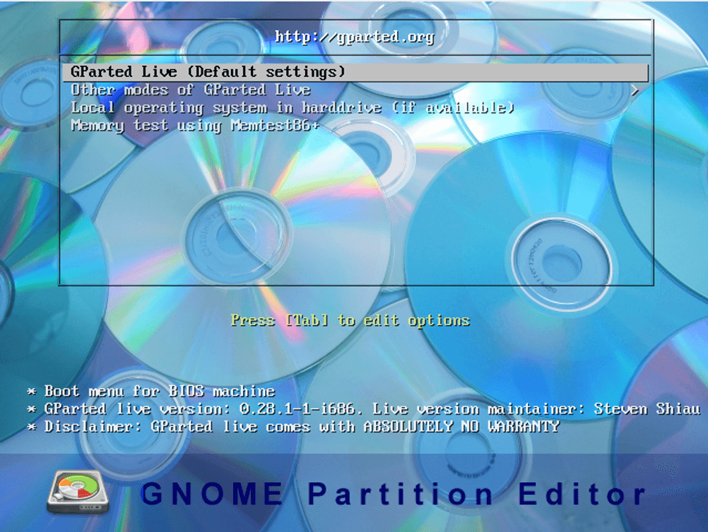 Partitionsmanager GParted Boot CD DVD USb