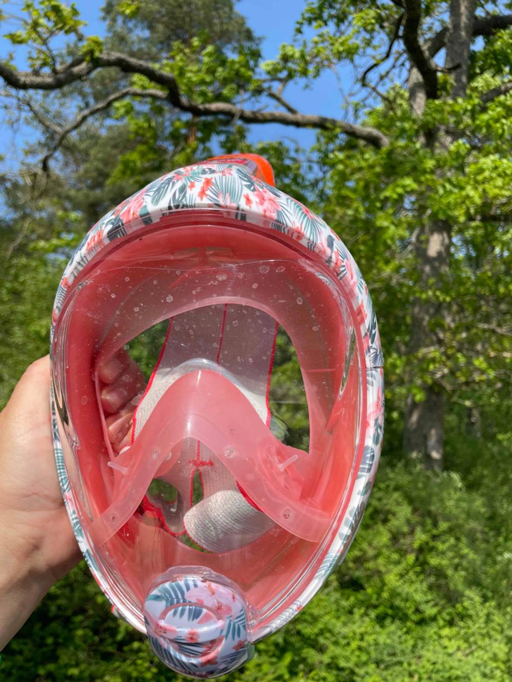 Kinder-Schnorchelmaske in rosa von vorne