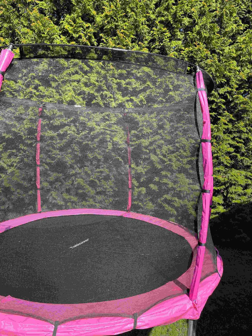 Trampolin vor Hecke