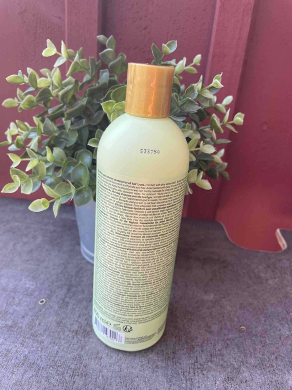 Shampoo Rückseite der Verpackung.