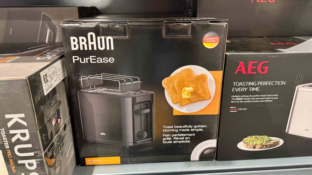 Die Verpackung des getesteten Braun-Toaster 