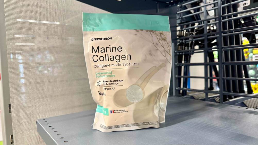 Marine-Collagen-Test: Eine Packung Marine-Collagen steht in einem Regal.