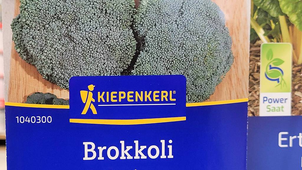 Nahaufnahme der Markenaufschrift der getesteten Brokkoli-Samen.