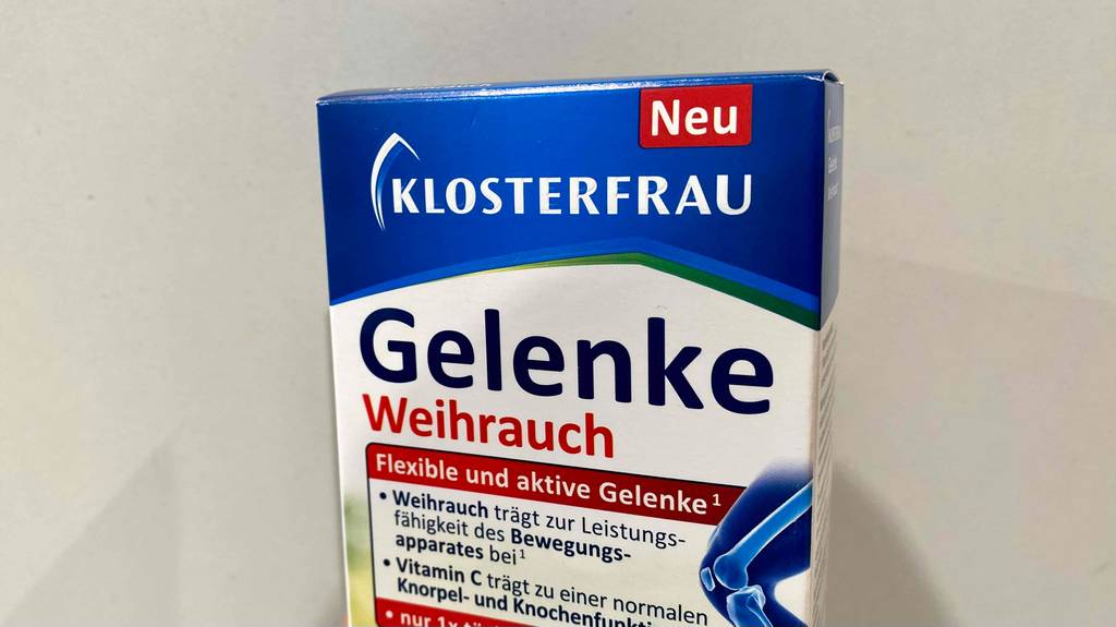 Vorderseite der Verpackung von Gelenkkapseln der Marke Klosterfrau.