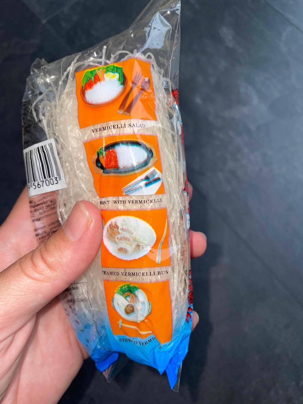 Glasnudeln - Verpackung von der Seite.