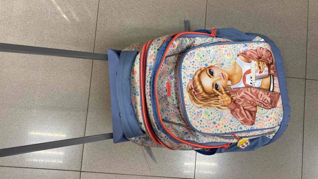 Im Test: Ein Schultrolley wird gezogen von oben.