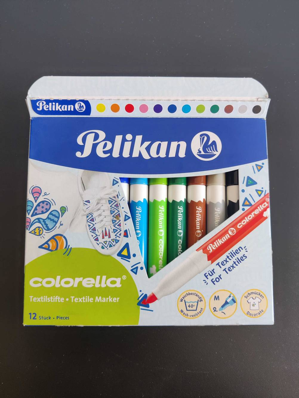 Textilstifte in Verpackung.