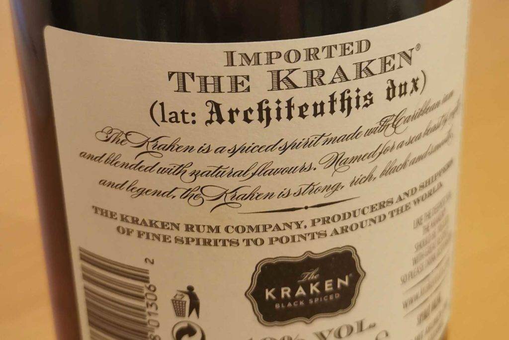 Aufschrift von Rum.