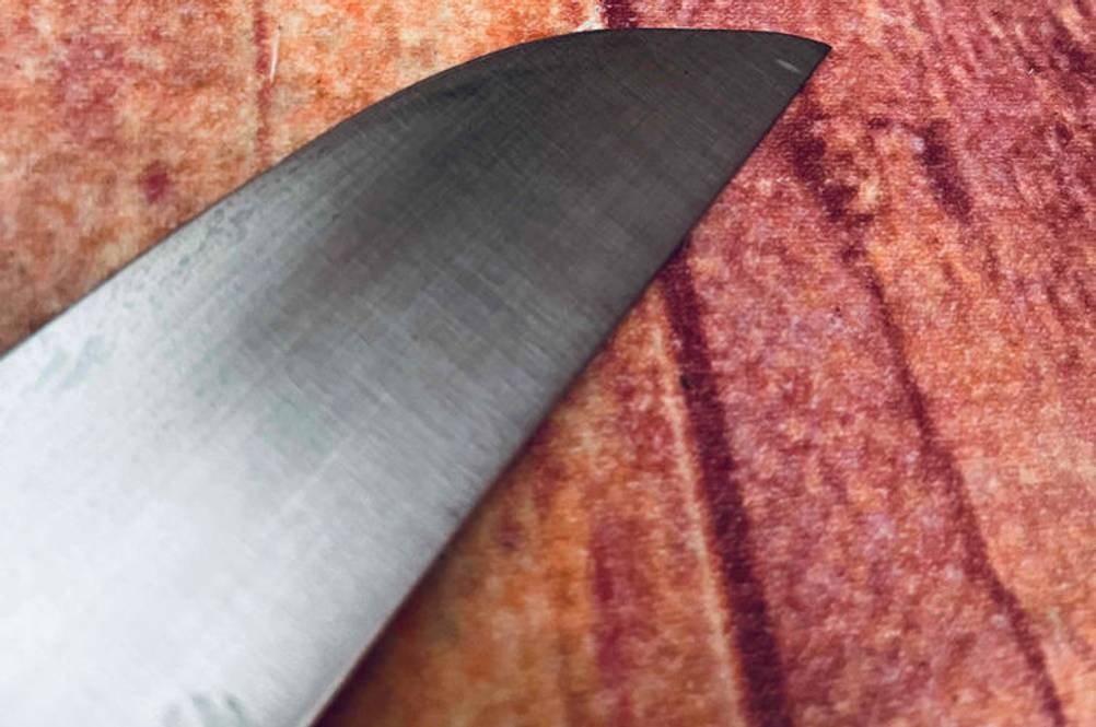 Fleischmesser getestet: Klinge von Fleischmesser in Nahaufnahme.