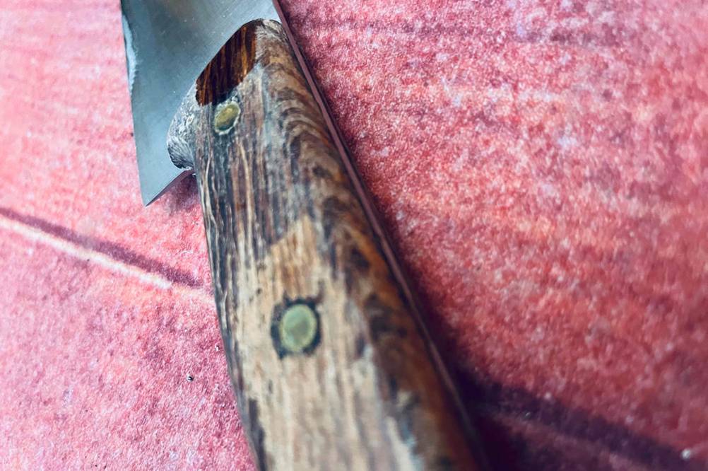 Fleischmesser im Test: Holzgriff von Fleischmesser im Fokus.