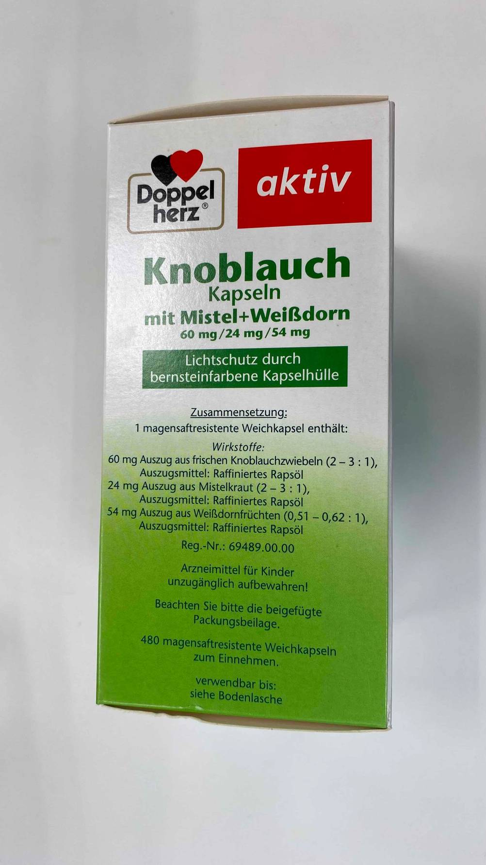 Im Test: Nahaufnahme der Packung mit Informationen zur Zusammensetzung.
