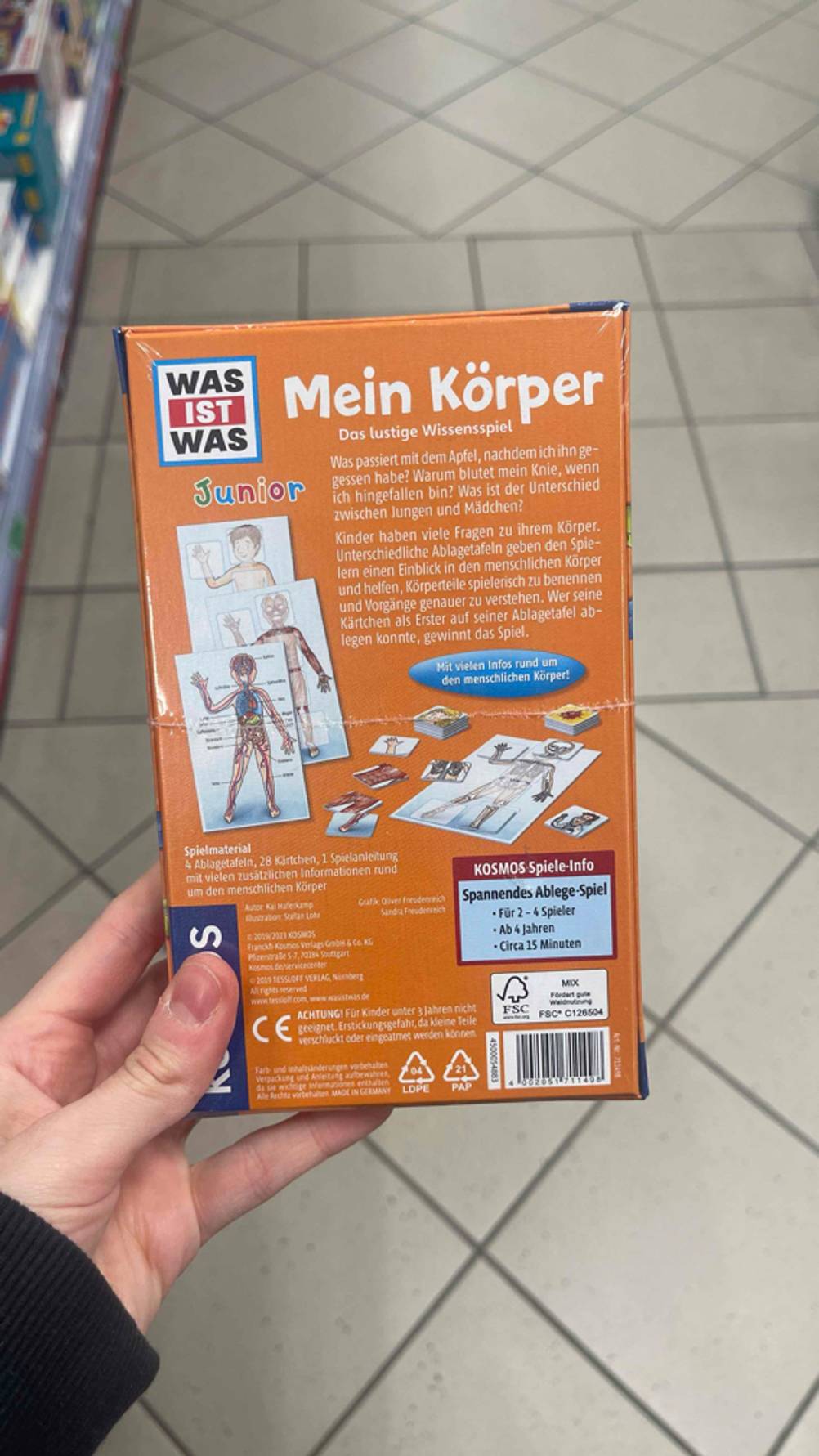 Rückseite des getesteten Lernspiels mit Informationen zum Spiel.