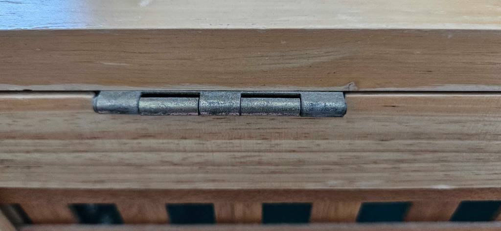 Wäschetruhe-Test: Detailaufnahme Schanier.