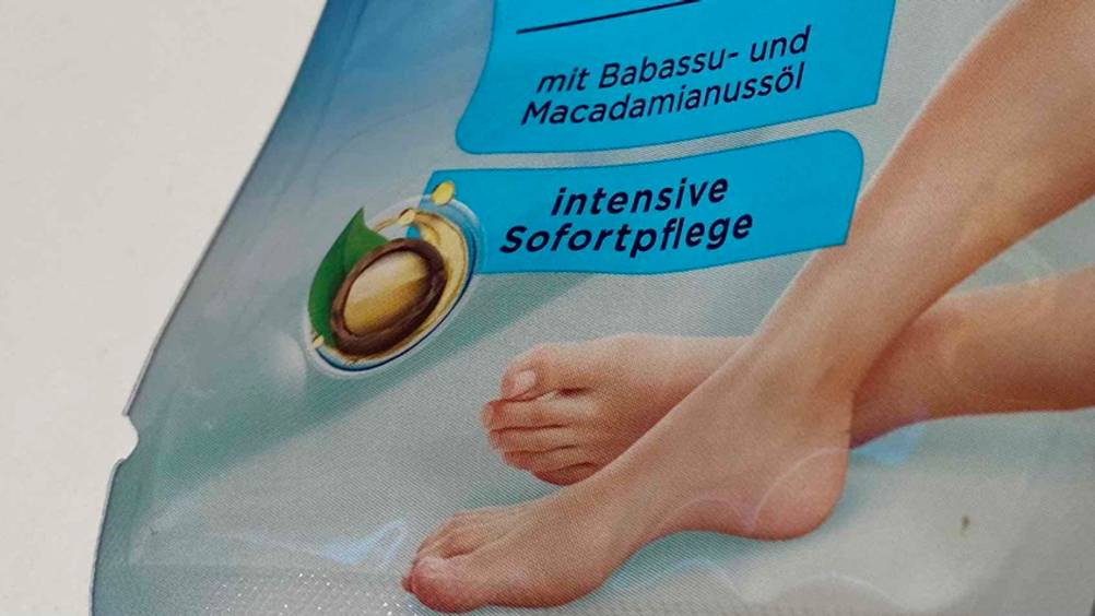 Fußmaske-Test: geschlossene Fußmaske mit Fokus auf Hinweis 