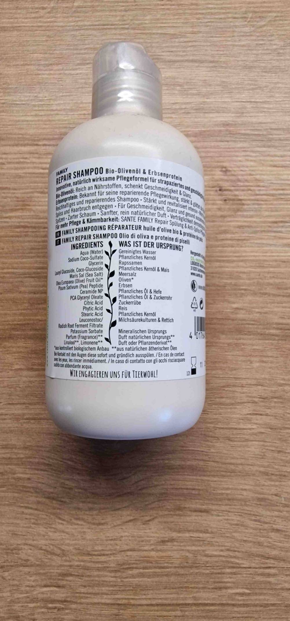 Sante-Shampoo liegend.