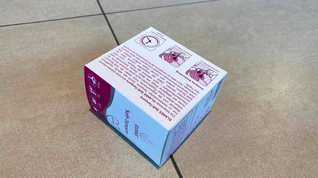 Soft-Tampons getestet: Rückseite von Verpackung mit Anwendungshinweisen.