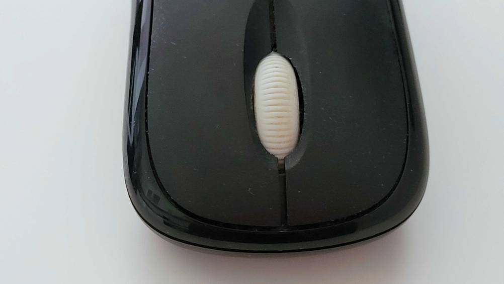 Im Test: Nahaufnahme des Scrollrades.