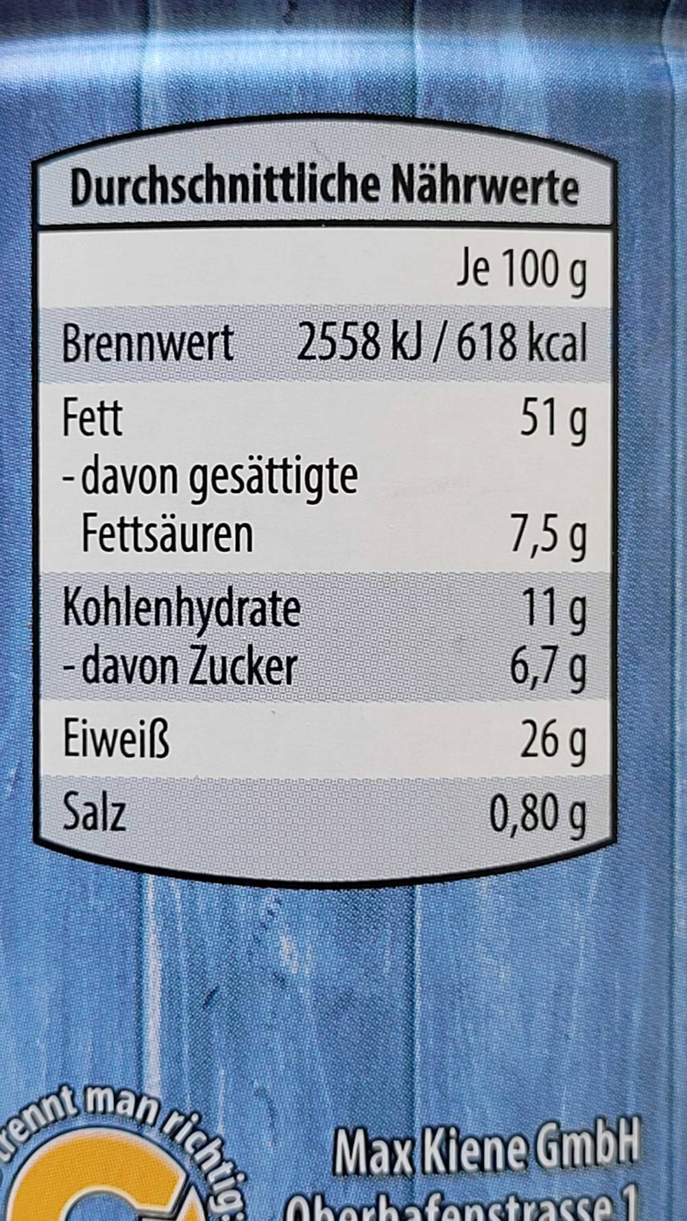 Nährwerte von Erdnüsse.