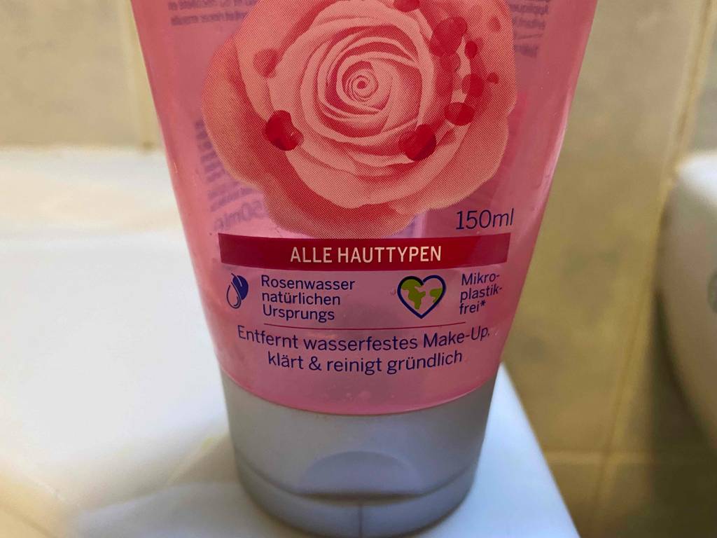Waschgel-Test: unterer Teil eines Waschgels mit Hinweis 