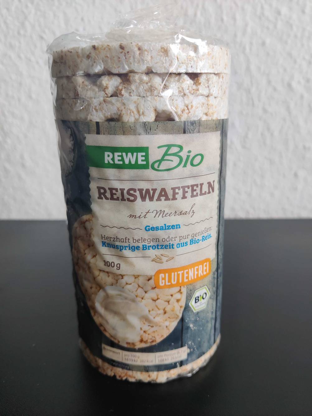 Reiswaffeln in Verpackung.