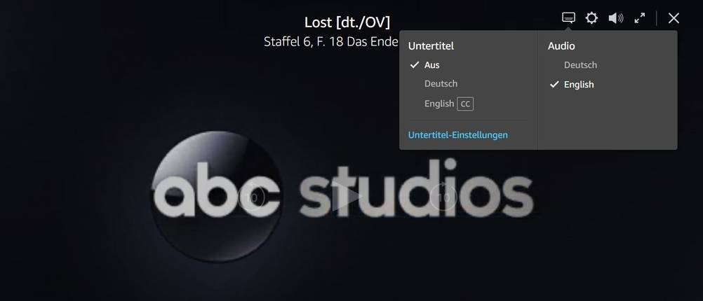Sprache - und Untertitelauswahl bei Amazon Prime Video