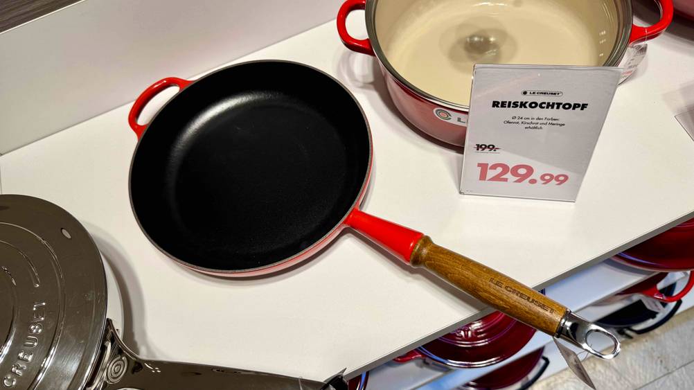 Innenansicht einer getesteten Le-Creuset-Pfanne.