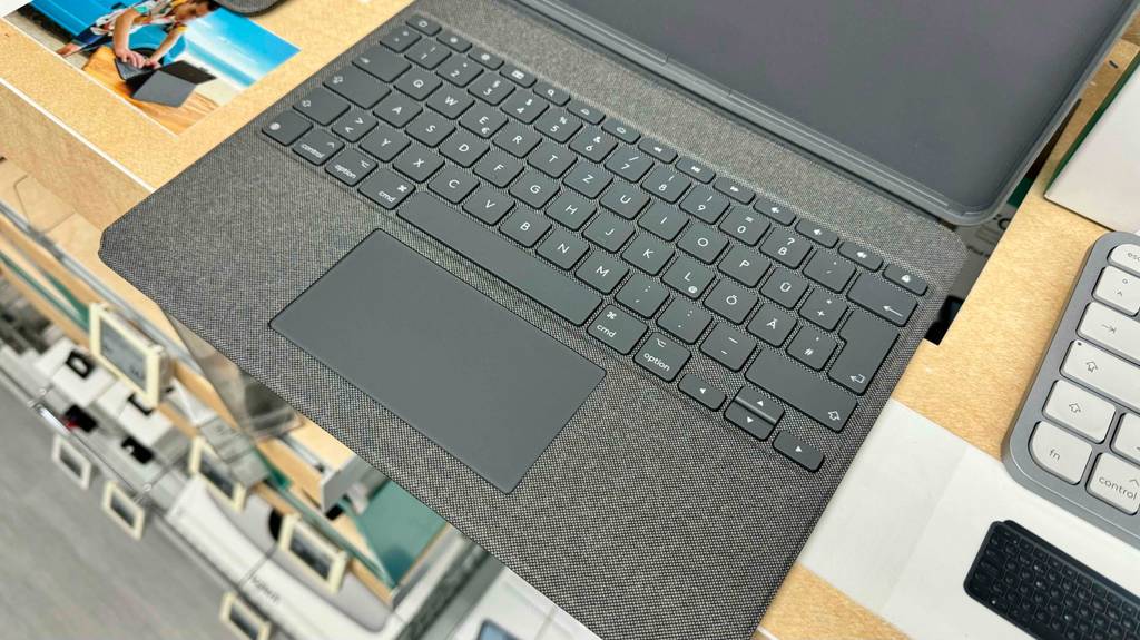Nahaufnahme der Tatstatur der getesteten Hülle für das iPad 8.