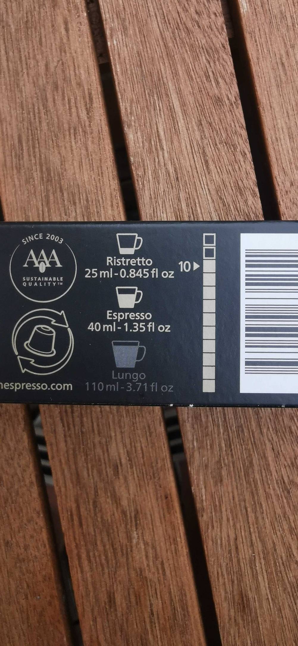 Entkoffeinierter Kaffee getestet: Detailaufnahme Aufdruck über ml-Angaben der verschiedenen Zubereitungen.