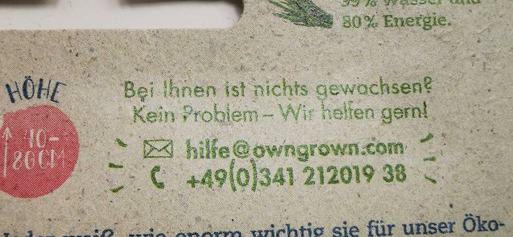 Blumenwiese-Samen getestet: Detailaufnahme Hilfehotline.