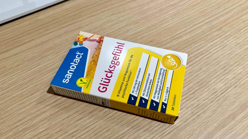 Vorderseite der Verpackung, der getesteten natürlichen Stimmungsaufheller, mit einem Inhalt von 20 Stück.