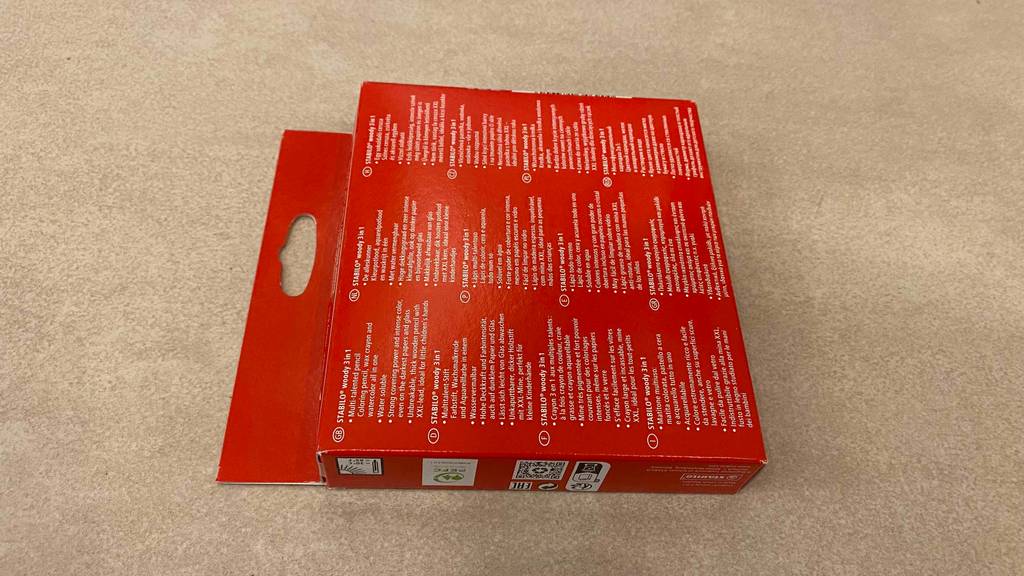 Dicke-Buntstifte getestet: Verpackung von Dicke-Buntstifte von der Rückseite ersichtlich.