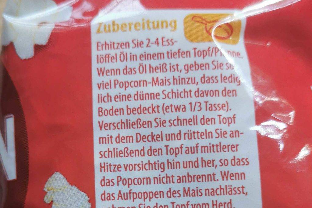 Popcornmais - Verpackung von der Seite.
