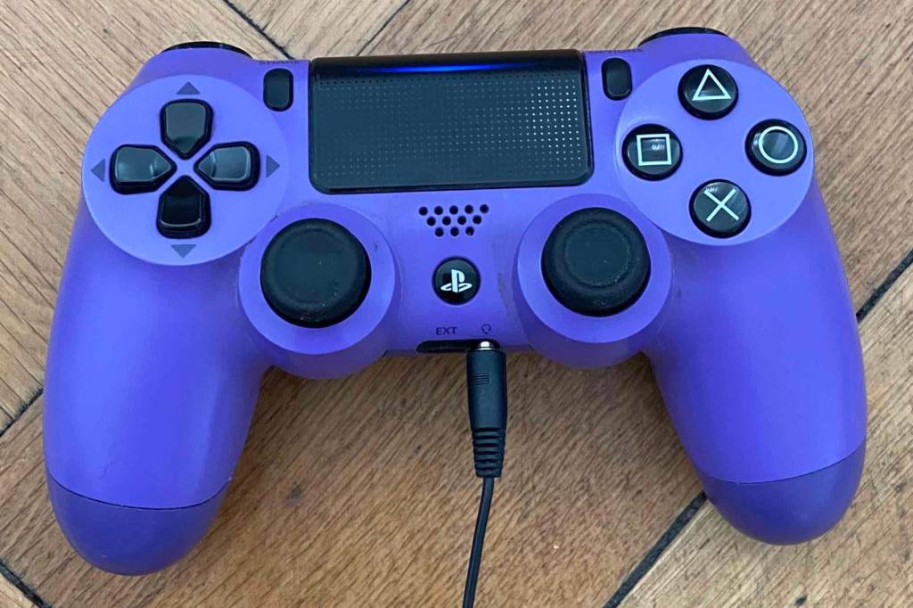 Im Test: Auf einem Holzboden liegt ein PS4-Controller.