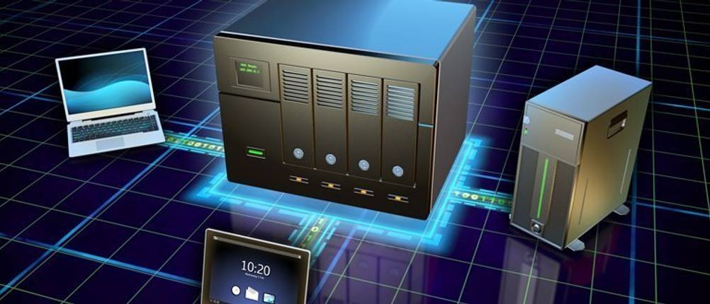 WD-NAS im Test: Schaubild mit NAS, Laptop, PC und Tablet